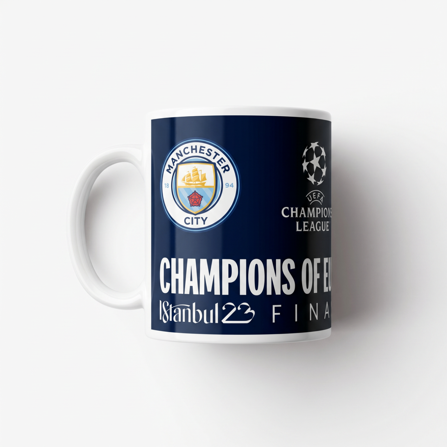 Manchester City Champions of Europe Mug - crest side