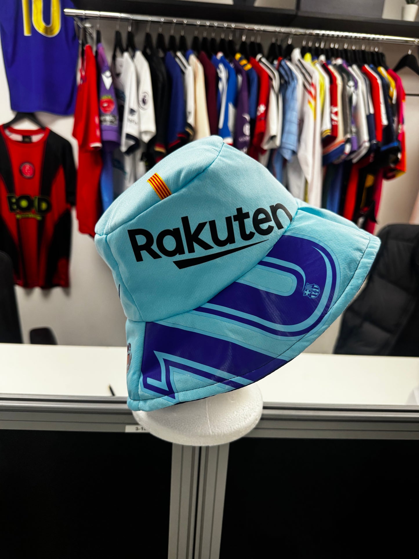 Upcycled Barcelona "Messi" Football Shirt Bucket Hat - Reversible