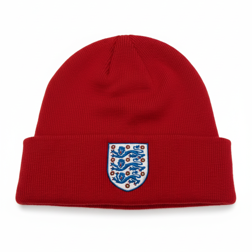 England Adults Red Beanie - Front