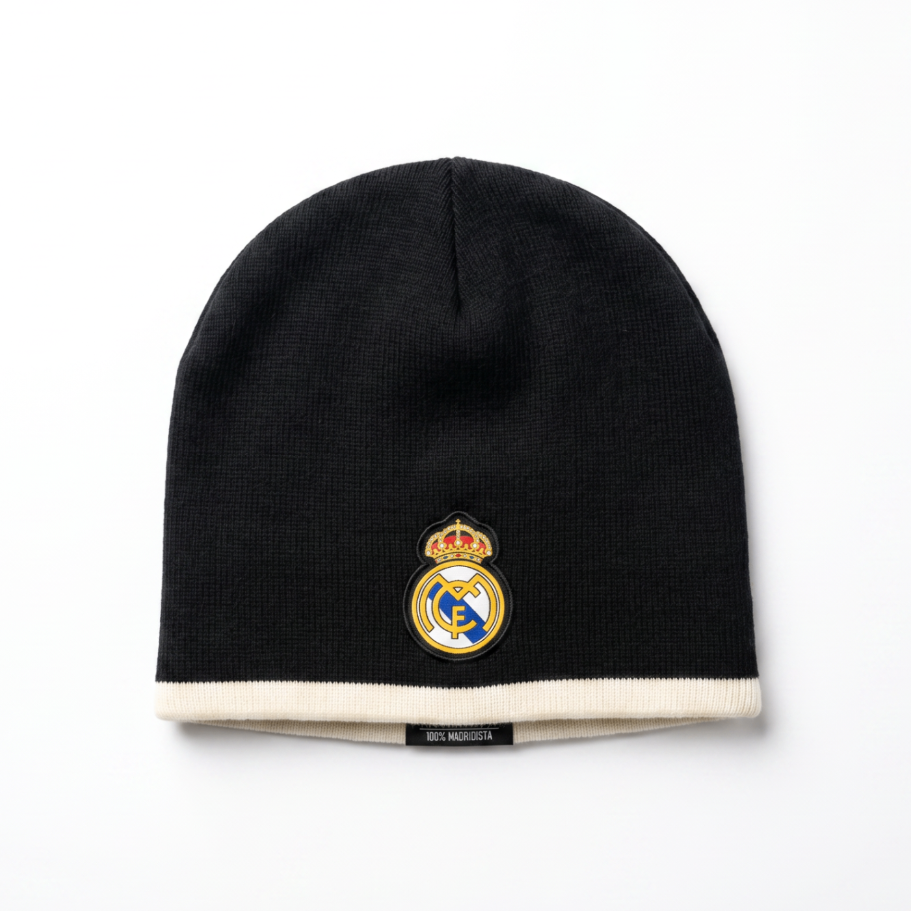Real Madrid Reversible Knit Hat - Black side with crest