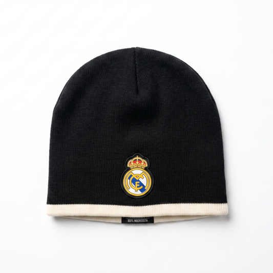 Real Madrid Reversible Knit Hat - Black side with crest