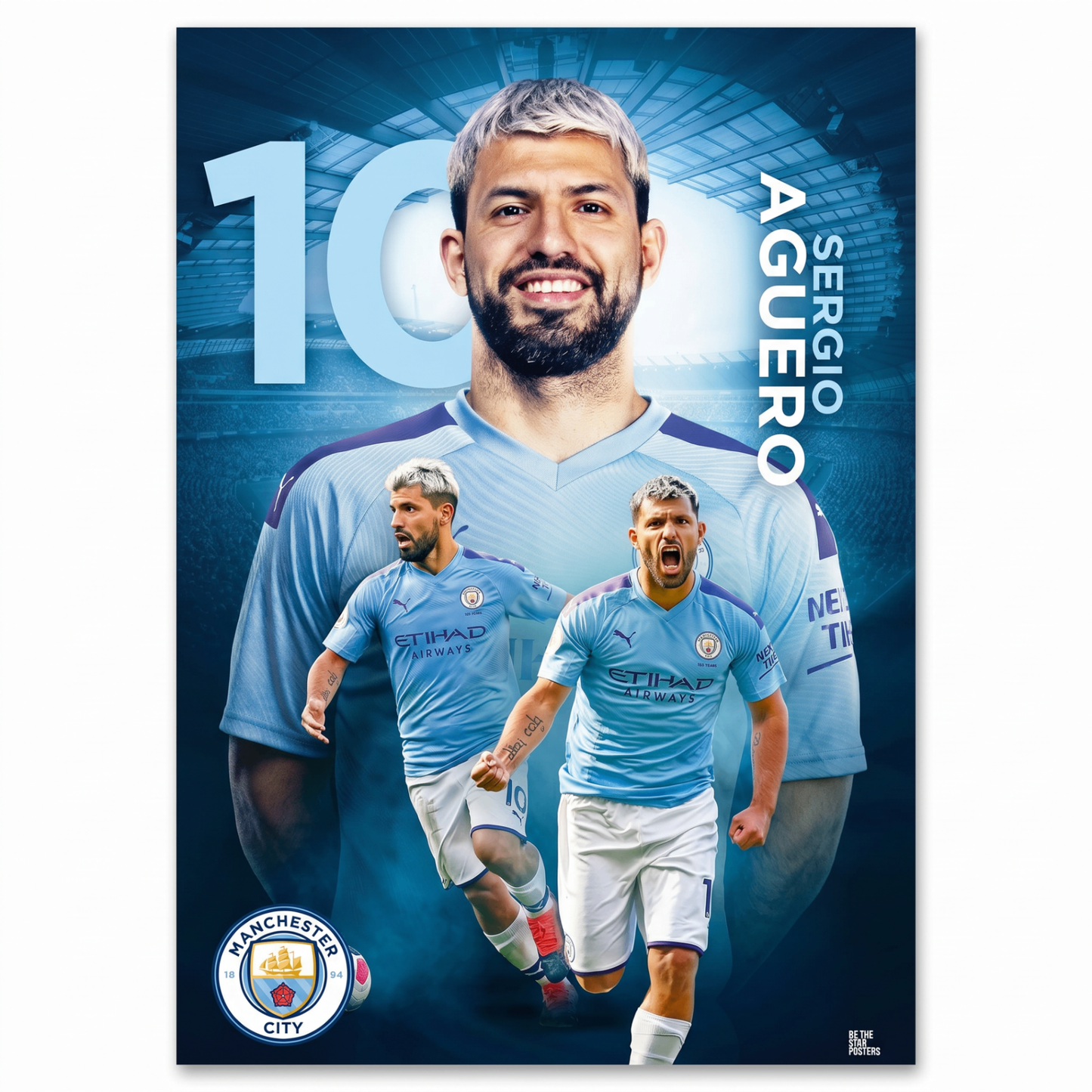 Manchester City 2019-20 Sergio Aguero A2 Poster - front