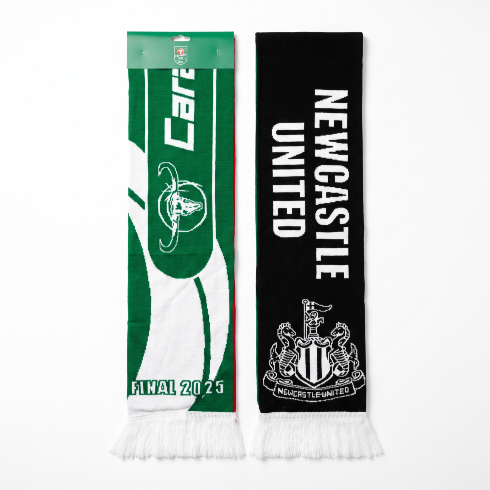 Newcastle United vs Liverpool 2025 Carabao Cup Final half and half scarf - packaged