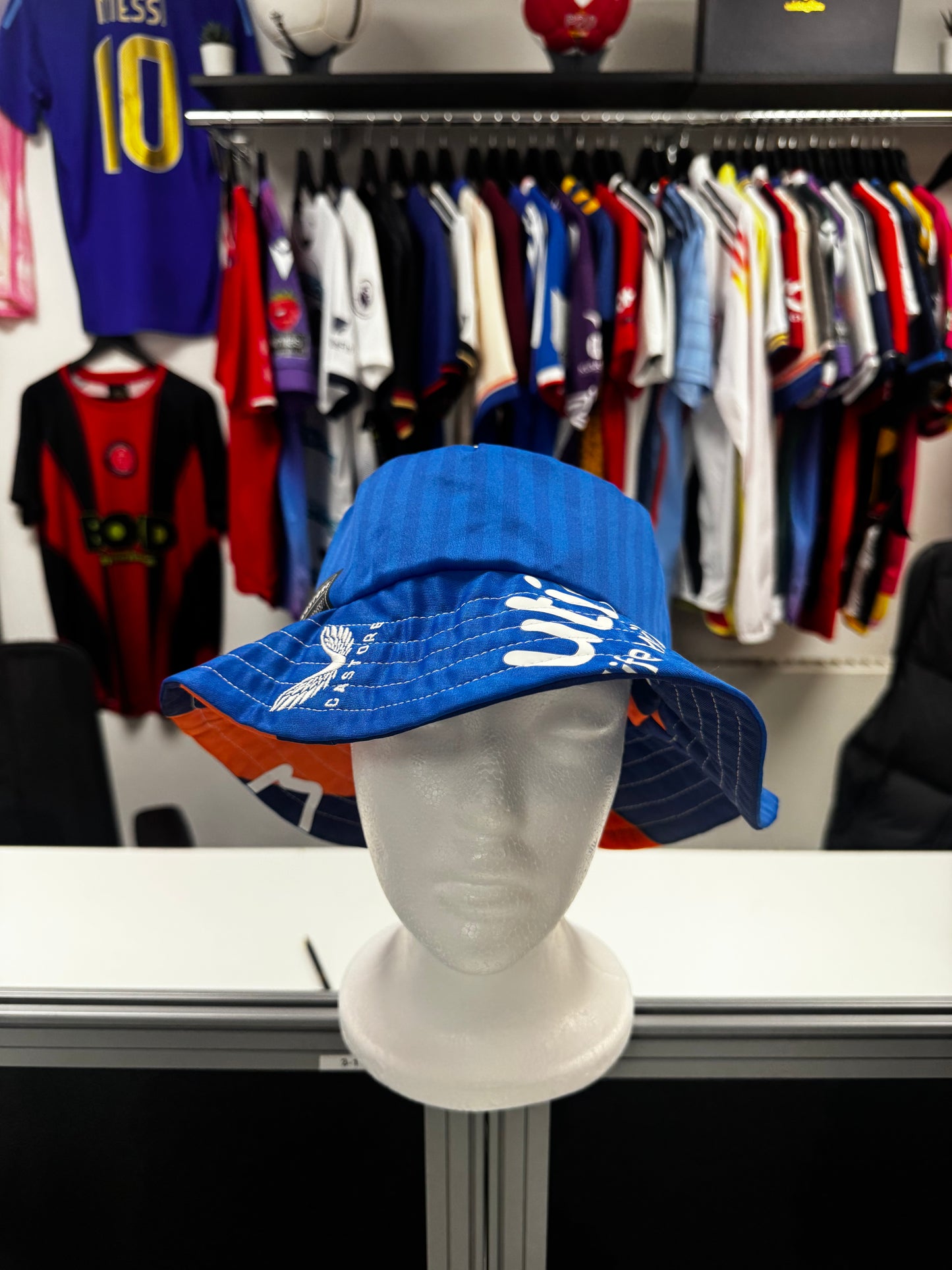 Upcycled Rangers Football Shirt Bucket Hat - Reversible