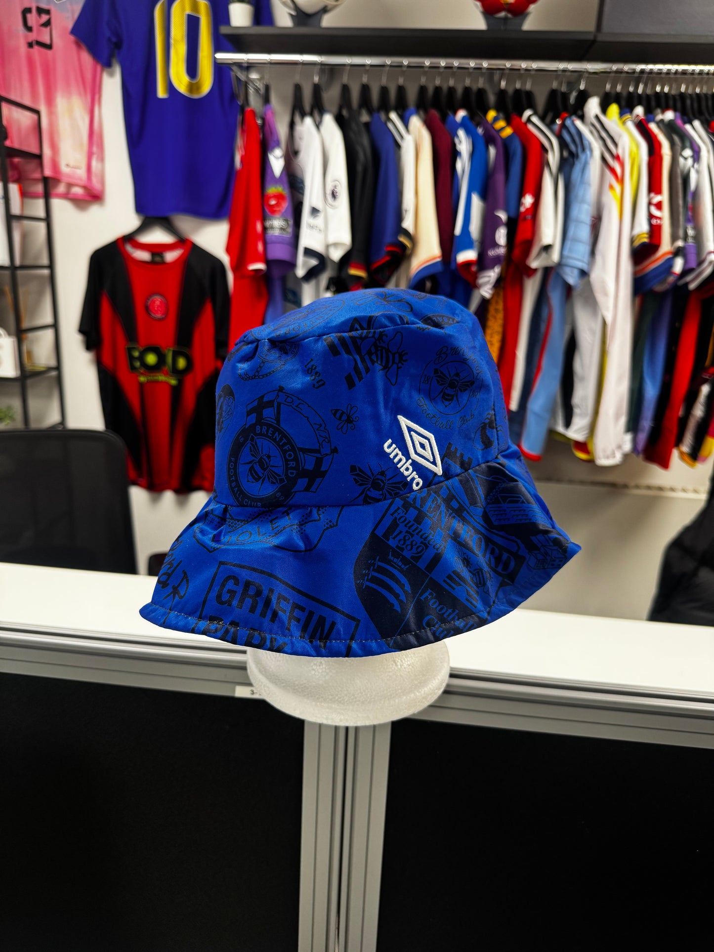 Upcycled Brentford Football Shirt Bucket Hat - Reversible