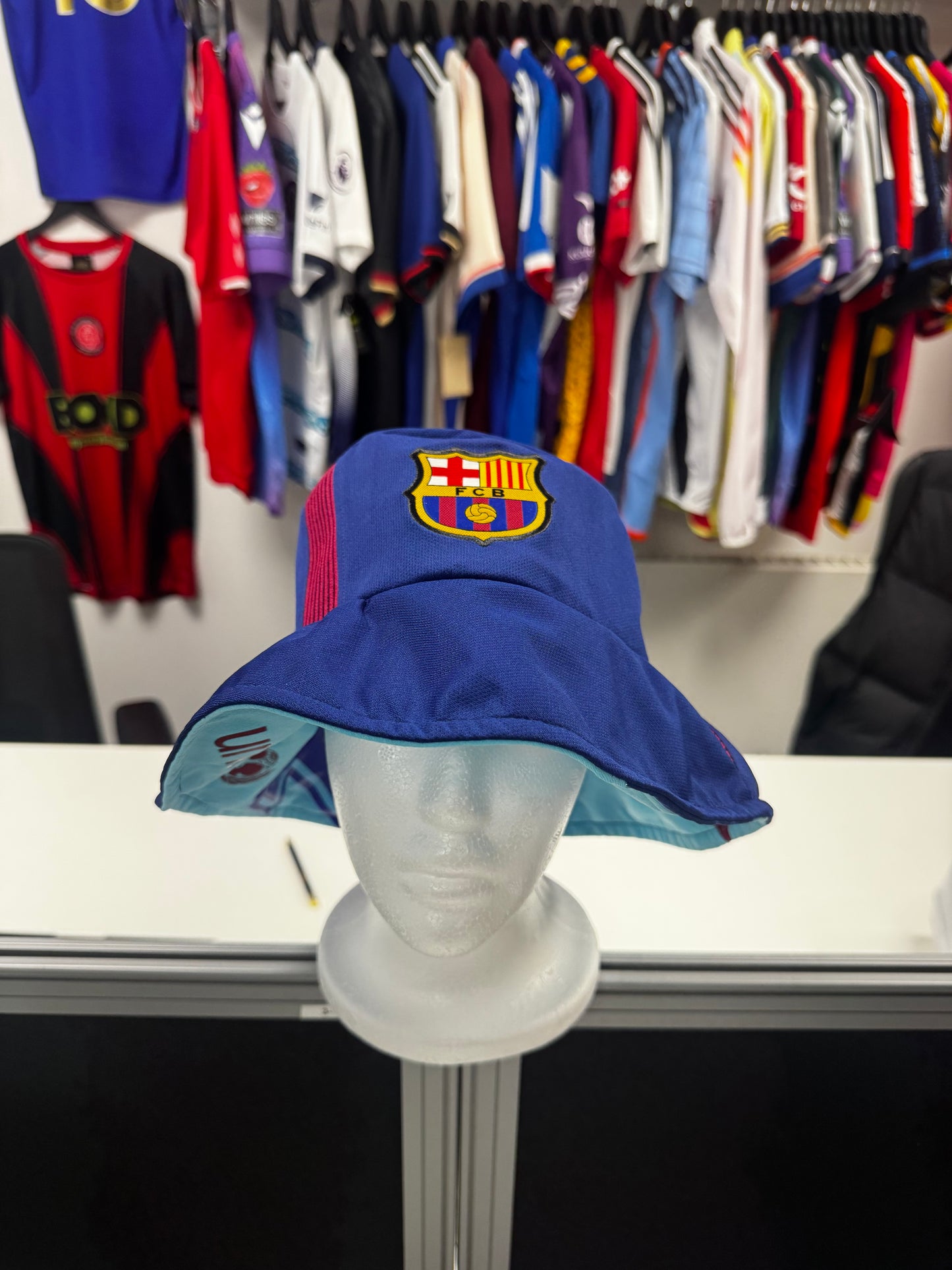Upcycled Barcelona "Messi" Football Shirt Bucket Hat - Reversible
