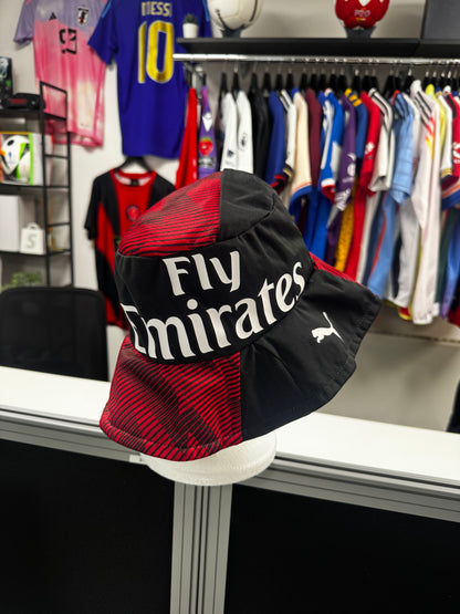 Upcycled AC Milan Football Shirt Bucket Hat - Reversible