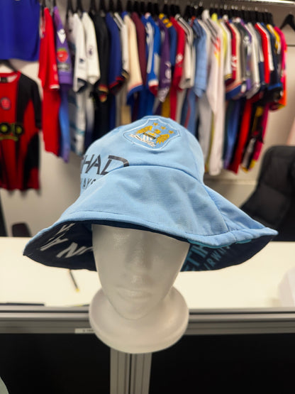 Upcycled Manchester City "Aguero" Football Shirt Bucket Hat - Reversible
