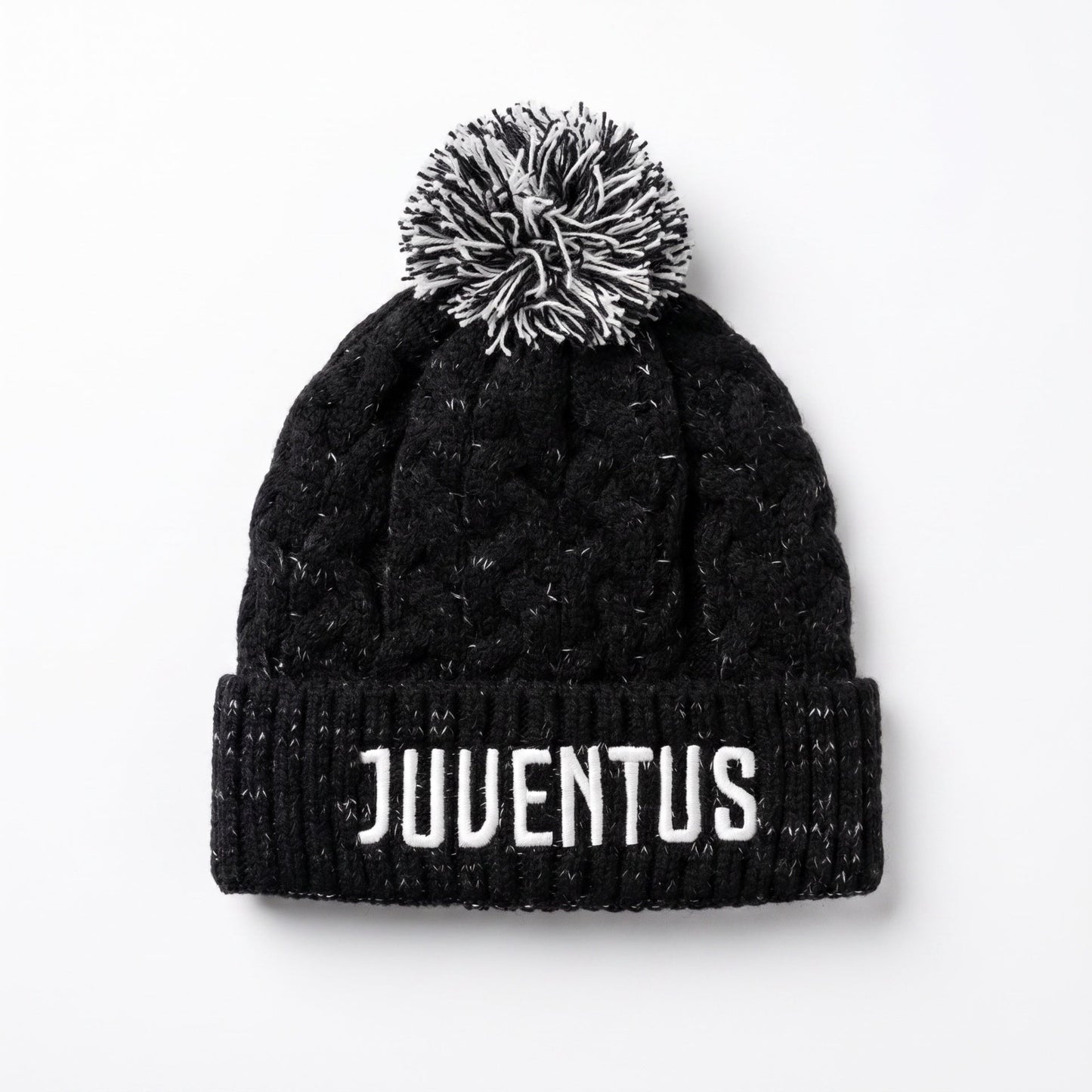 Juventus Black Bobble Knit Hat - front flat lay